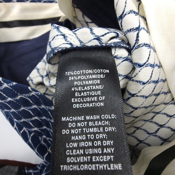 LAFAYETTE 148 Tailored Slim Leg Mid Rise Trouser Dress Pant Navy Print Womens 4 - Picture 8 of 8